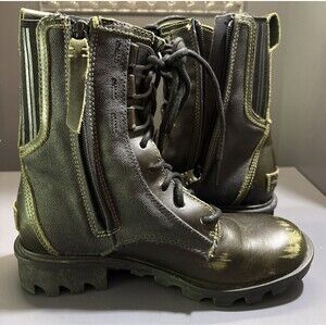 Sorel Phoenix Boots Womens Green Lace Up Combat Ankle Leather Sz 6